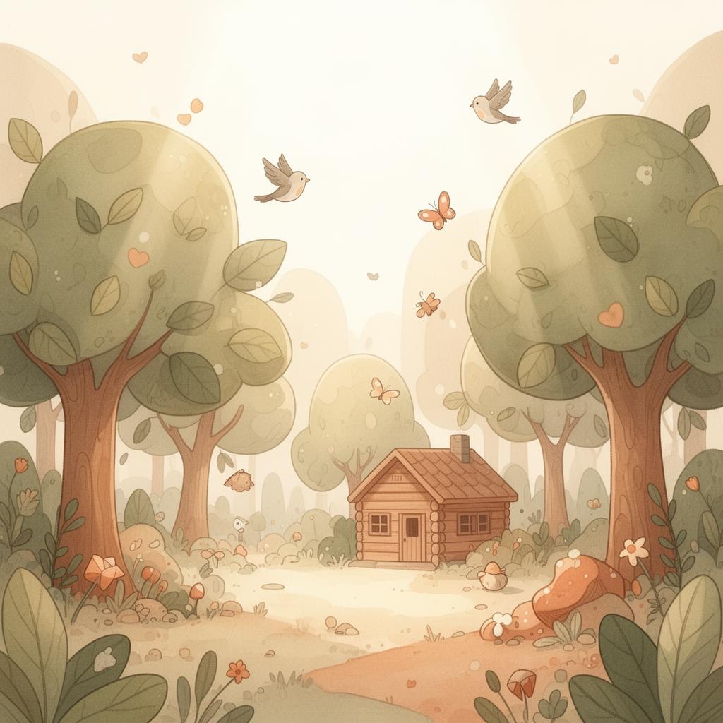 Ilustração de floresta acolhedora e natural